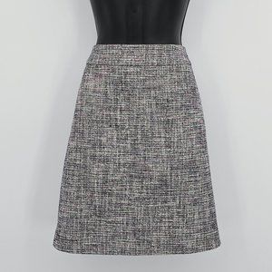 DKNY A Line Skirt 6 Black Pink Teal Boucle Knit Side Pockets Lined Short Dressy